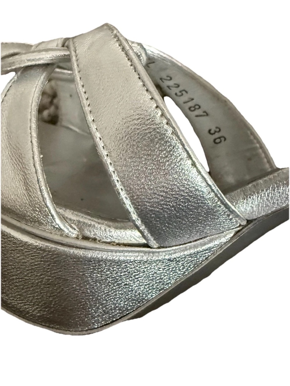 Yves Saint Laurent Metallic Silver Tribute Stiletto Heels Sandals Size 36/6 - Picture 7 of 13